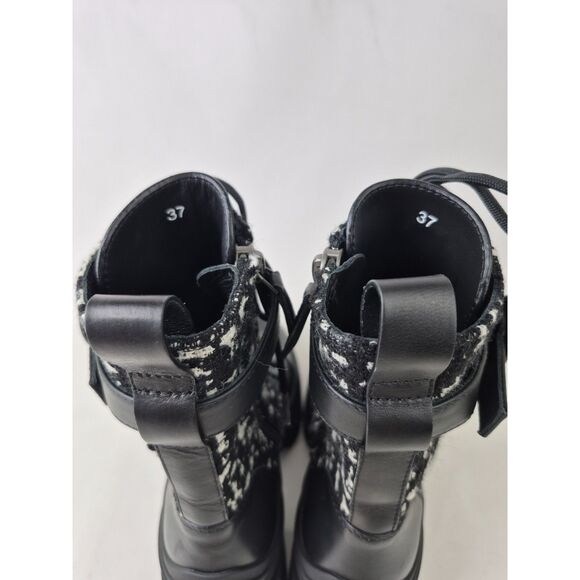 Moncler Women's Black Envile Tweed Block Heel Boots Size 37 - Picture 6 of 7